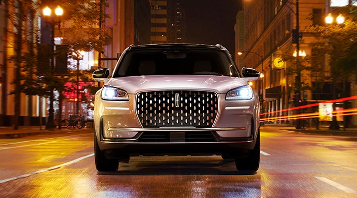 The striking grille of a 2024 Lincoln Corsair® SUV is shown. | Gettel Lincoln in Punta Gorda FL