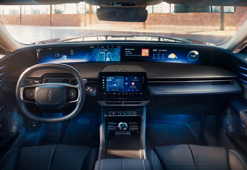 A large panoramic display is shown on the dashboard of a 2024 Lincoln Nautilus® SUV | Gettel Lincoln in Punta Gorda FL
